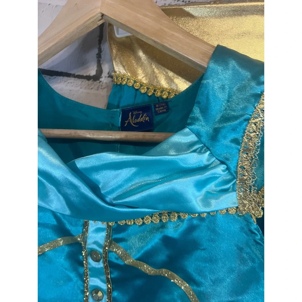 Disney Aladdin Princess Jasmine Costume Girls Medium 7/8 Teal Gold 2 Piece Set